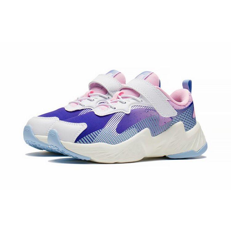 Li Ning Kids Mesh Rebound Sports Non-Slip Shock Absorbing Durable Breathable Lightweight Casual Shoes Kids Casual Shoes White Blue Pink YKNS068-4
