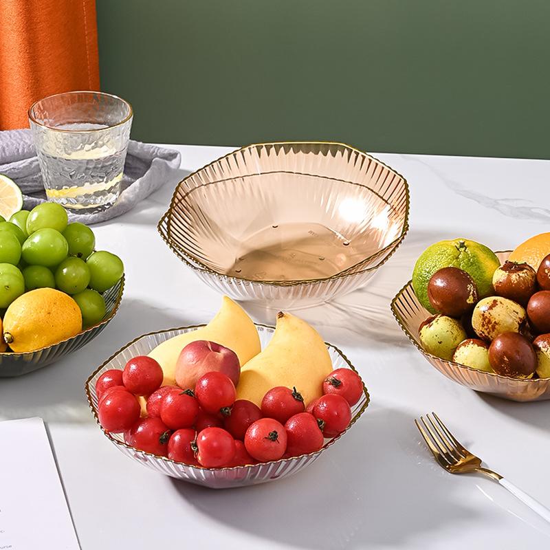 Light Luxury Bronzing Star Anise Fruit Plate Household Transparent Pet Plastic Fruit Plate Coffee Table Dried Fruit Candy Plate