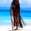 Women Crochet Swimwear Bikini Cover Up Beach Maxi Skirts Wrap Sarong Pareo High Waist Long Tassel Solid Swimsuits