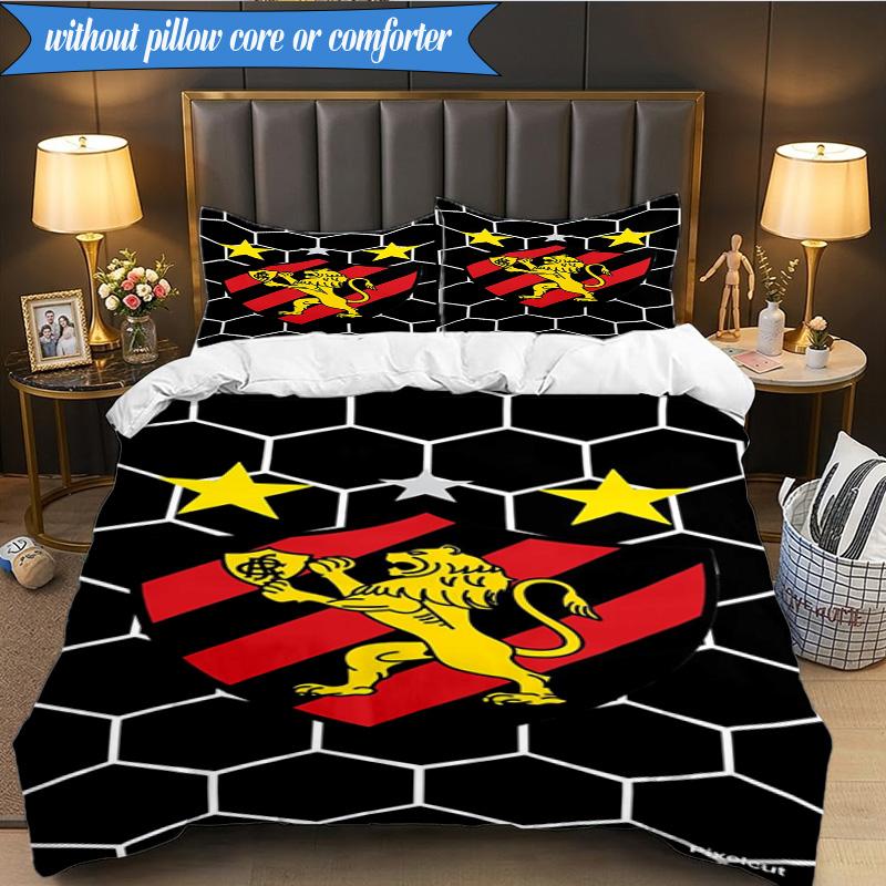 3PCS Sport Club Football Crest Printed Soft Bedding Set,Including 1pc Duvet Cover And 2pcs Pillowcases Perfect for Bedroom, Dormitory, Fan gift