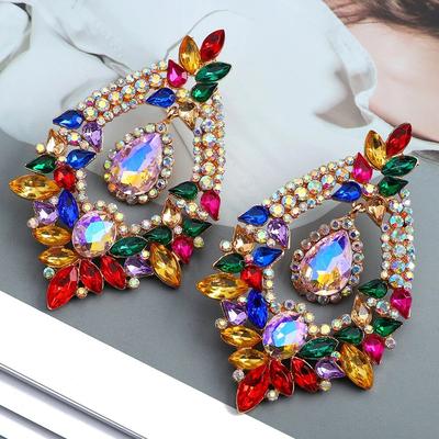 Fashion Multicolor Shint Crystal Charm Party Statement Jewelry Trend Luxury Design Unusual Decor Stud Earrings For Women Gift