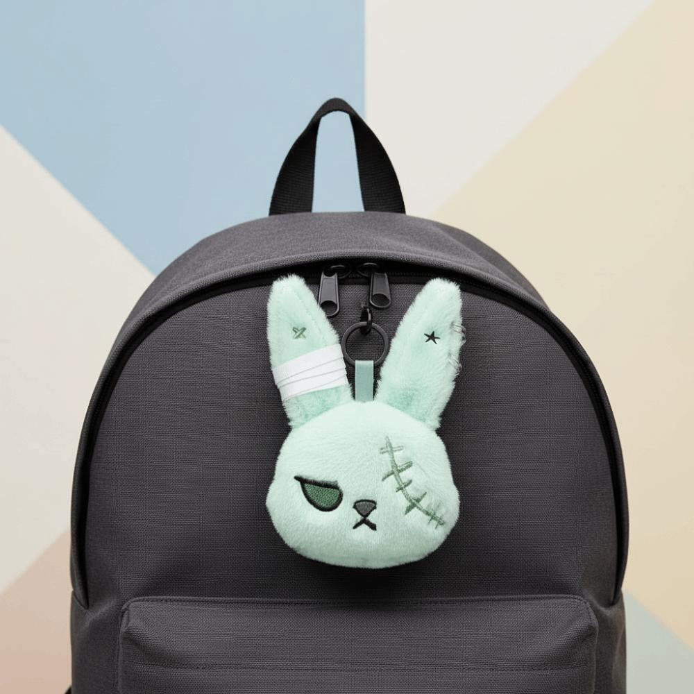 Soft Gothic Rabbit Compact Stitched Bunny Spooky Toy Halloween Plushie Teens