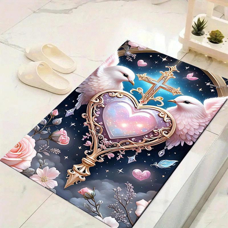 

1pc Love and peace dove Print, Design Indoor Area Rug, Soft, Anti-Slip, and Durable Gaming Room Decor for Bedroom, Living Room, and Exercise 60cm by 90cm