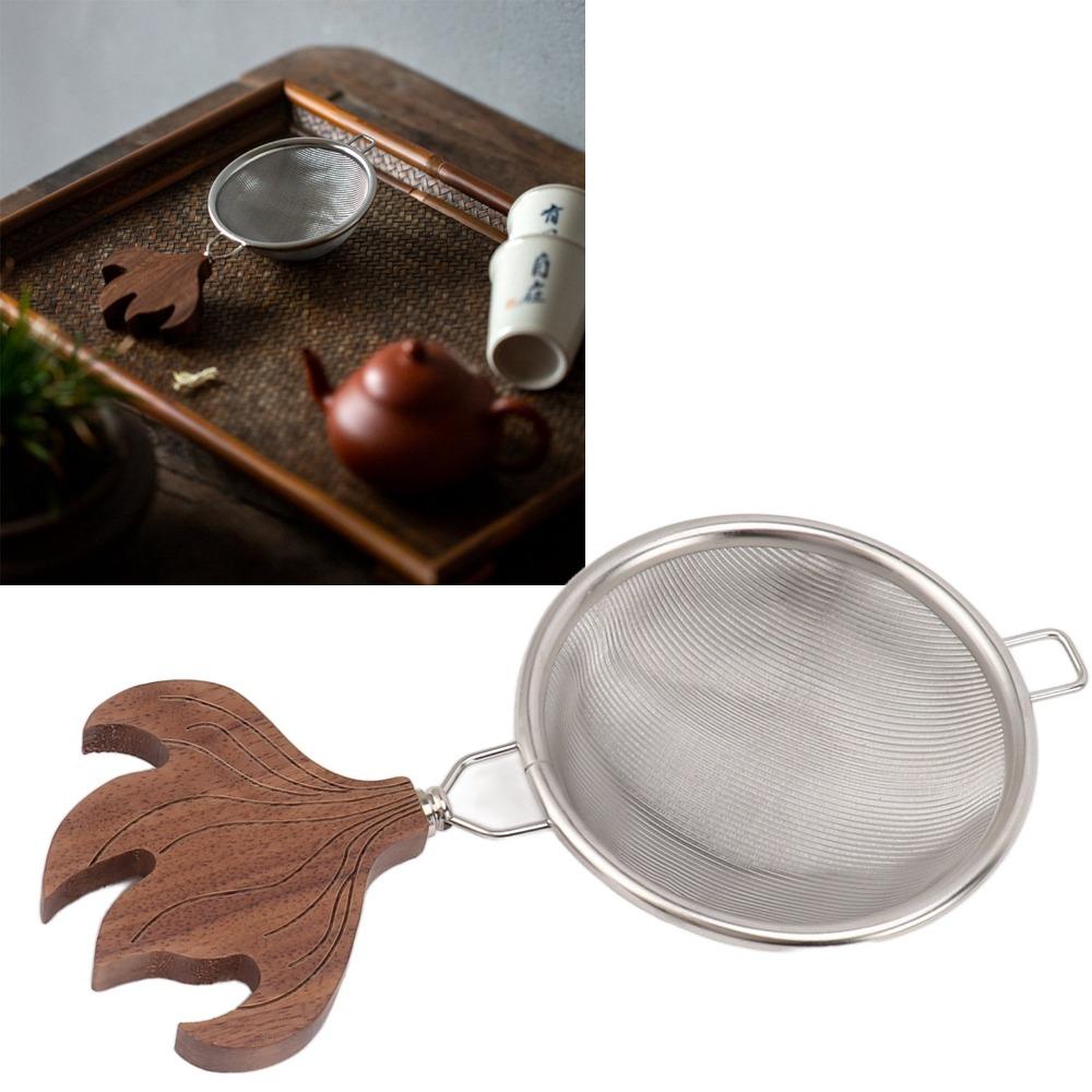 Tea Accessories Stainless Steel Tea Strainer Fine Mesh Wooden Handle Tea Filter Easy To Clean Tea Sifters Home Use
