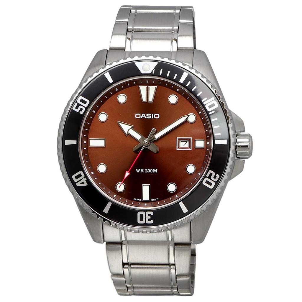 Casio Standard Analog Sports Watch Brown Dial Metal 20 ATM Water Overseas Model MDV-107D-5AV Men's Band, Resistant, [Used]