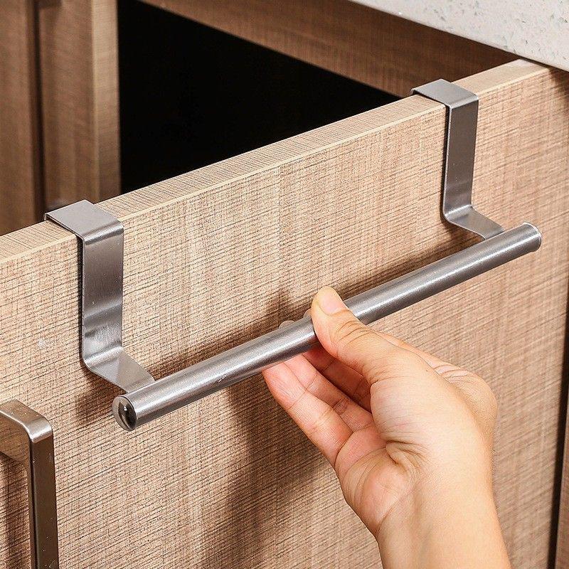 Stainless Steel Punch-Free Towel Rack for Kitchen Cabinet Doors