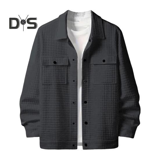 

Мужское пальто с лацканами, длинный рукав, однотонная куртка с небольшим квадратным украшением, свободный крой, однобортная верхняя одежда M серый