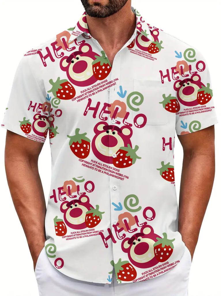Summer Short Sleeve Flower Shirt Men'S Beach Large Size Casual 3D Digital Printing Men'S Shirt Tide