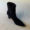 Simple and gentle pointed thin boots women's new fashion suede rear zipper high-heeled short boots