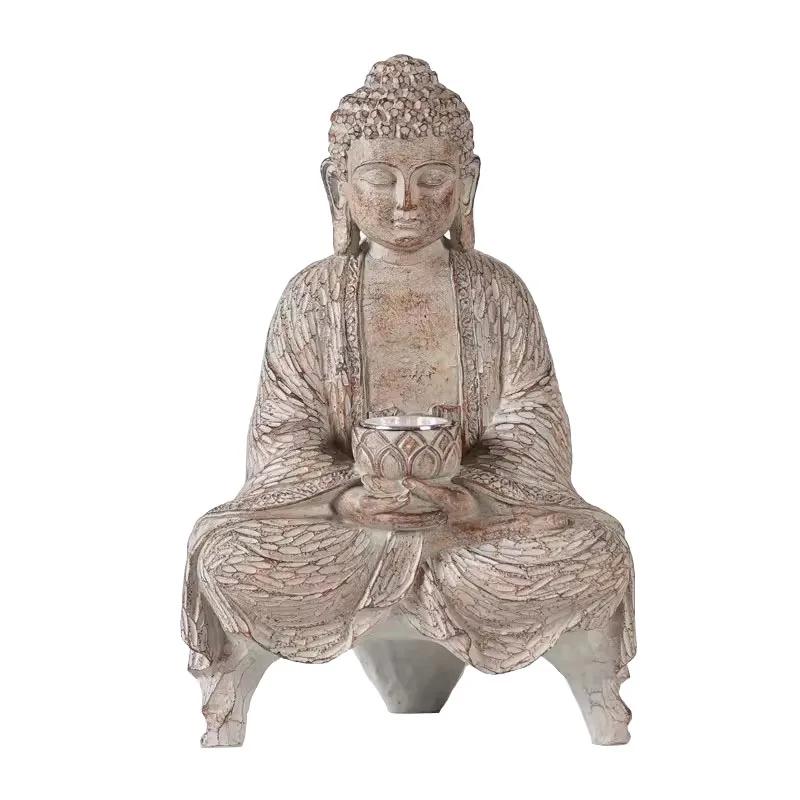 Decorazione Lampada Statua di Buddha Solare da Esterno, Giardino Cortile, Nuovo Buddha Cinese Zen Soggiorno Ufficio Portico Decorazione, Res
