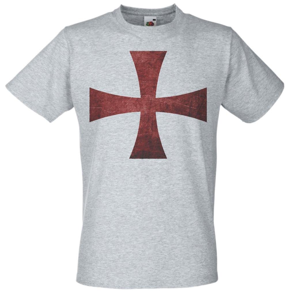 Unisexs Knights Templar Cross Soldiers Of Christ Crusade Unisex Grey TShirt