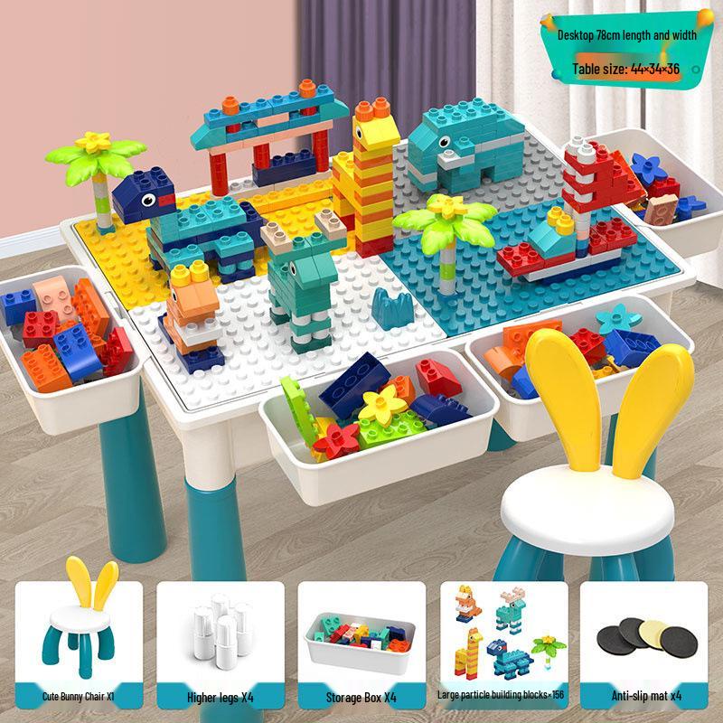 Large Particle Multifunctional Building Blocks Table for Early Education Games