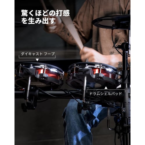 Donner DED-200 MAX Electronic Drum Set, Foldable Mesh Design, 450 Sounds, 50 Demo Songs, MIDI Function, 10-inch Snare, 12-inch Cymbal, Kick Drum, Drum