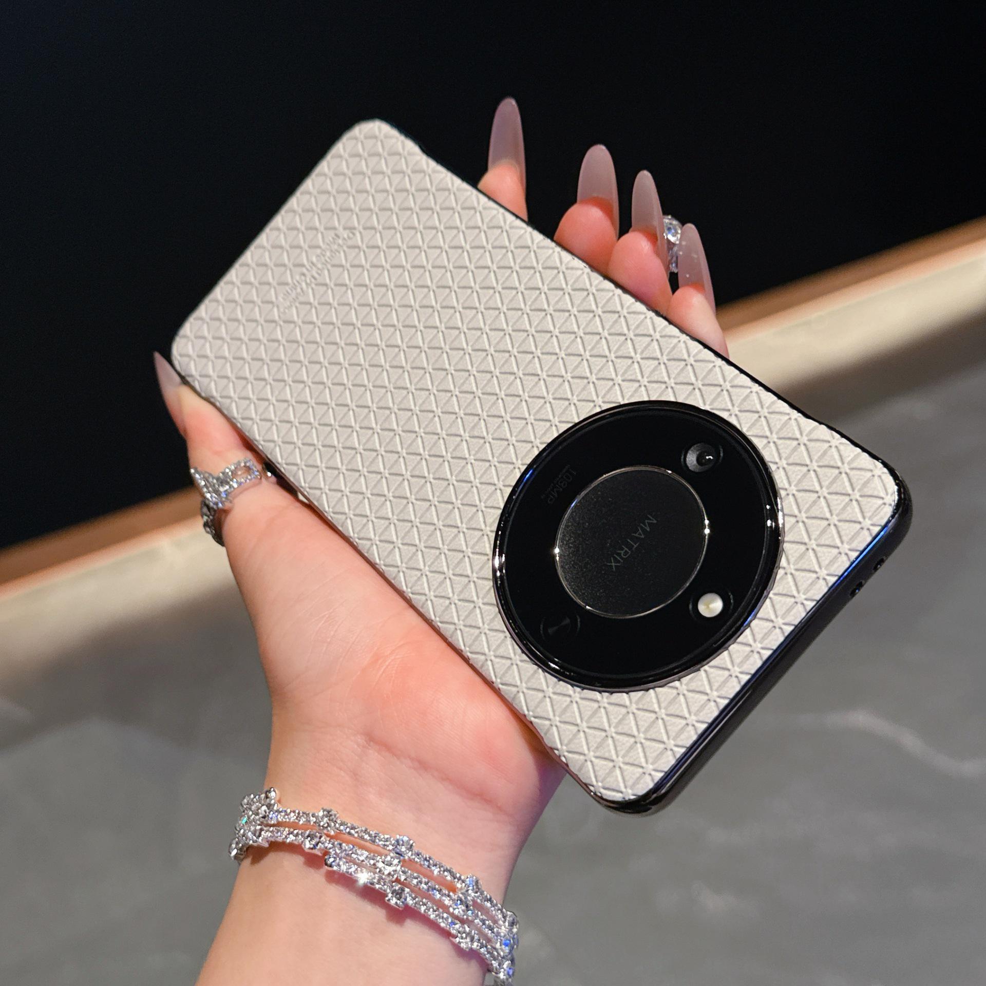 Honor X60 PRO Borderless Leather Plaid Phone Case with Cube Design Honor X60 Pro