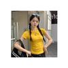 American Summer T-shirt Women's Shoulder Short Sleeves Summer Thin Round Neck Short Cotton Slim Fit Sweet and Spicy Tight Top