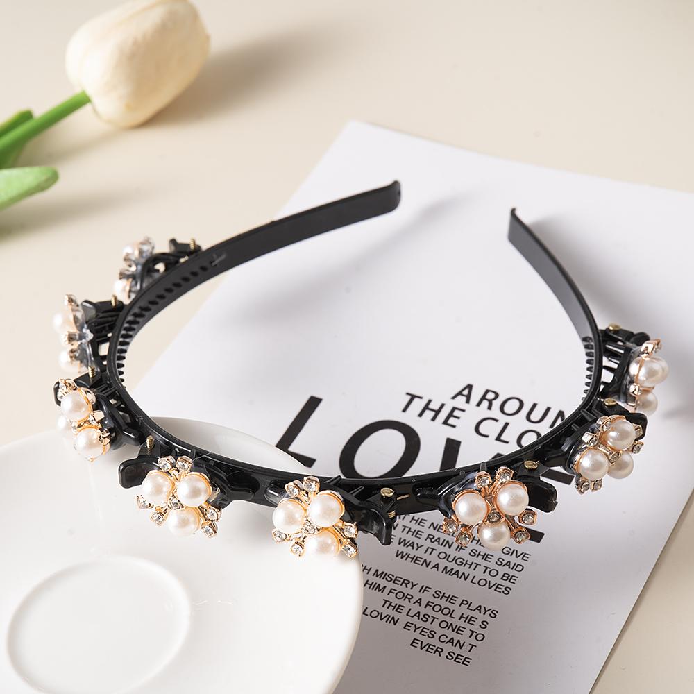 

Жемчужные цветы шпильки ободки для волос для женщин нескользящие ободки стразы резинки для волос клипсы прически двойные челки аксессуары для волос