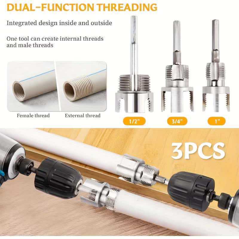 Integrated Water Pipe Threader for Inner/Outer Threads - 4 & 6 Points PPR Tapping Cone