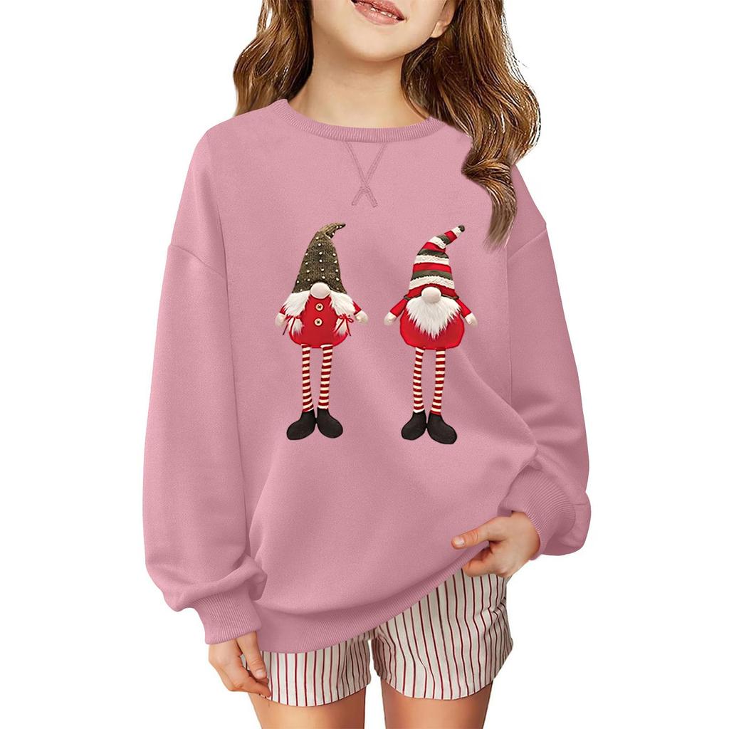 Children's Fashionable Casual Long-sleeved Loose Christmas Print Pullover Sweatshirt