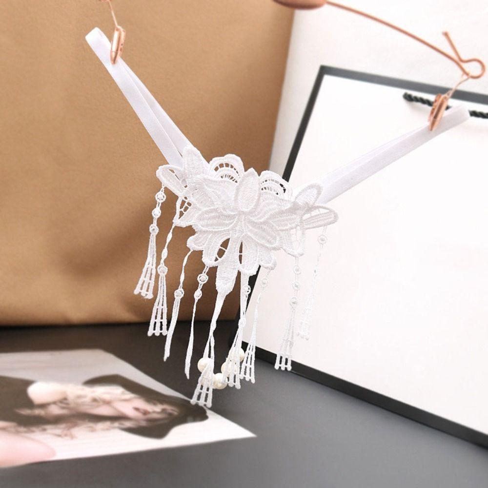 Tassel Lace Flower Panties Pearl Transparent T-Pants Cute Mesh Thongs  Women