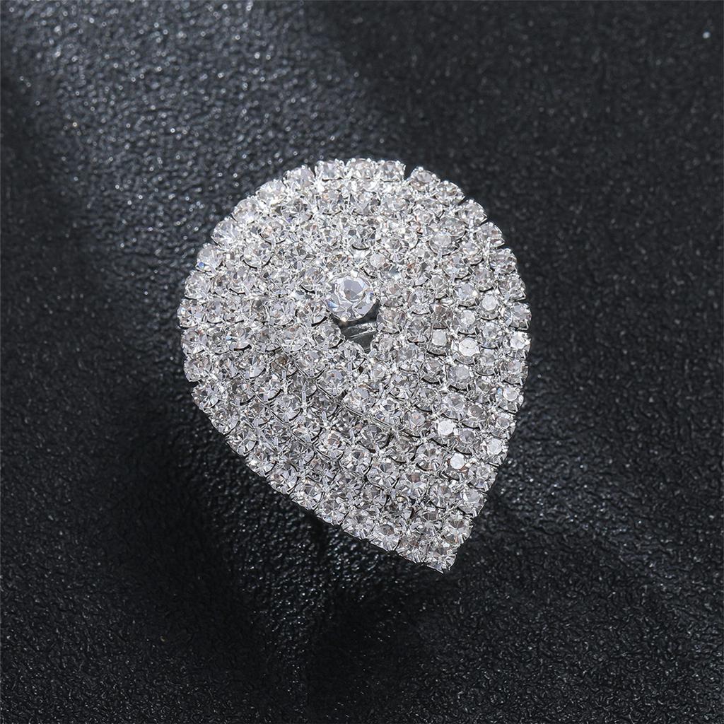 Fashion Teardrop Crystal Ring Temperament Shiny Opening Adjustable Ring Women's Ring Hand Jewelry