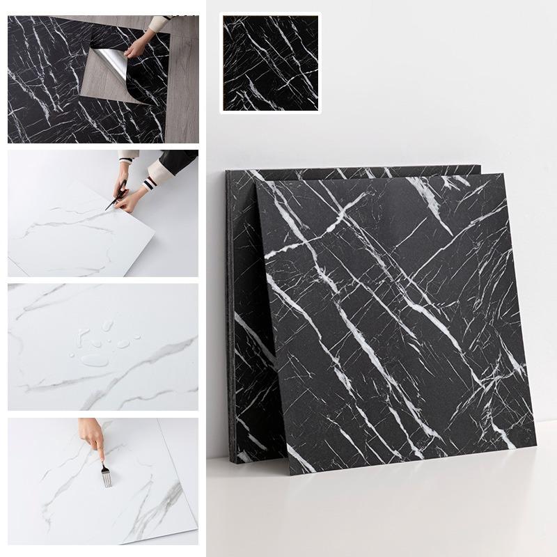 

Waterproof Easy Apply Self-Adhesive Faux Tile Wall Sticker PVC Cuttable Peelable Marble Effect Decals for Kitchen Bathroom Decor 6pcs-45x45cm