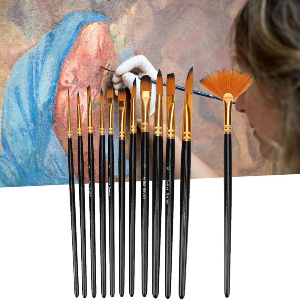 12PCS Comfortable grip Special Shape Paint Brushes  Handmade craft painting