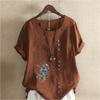 T-shirt da Donna alla Moda con Stampa Fiori e Piante Manica Corta Camicia Larga in Cotone Blusa Estiva Casual Larga Top Taglie Forti