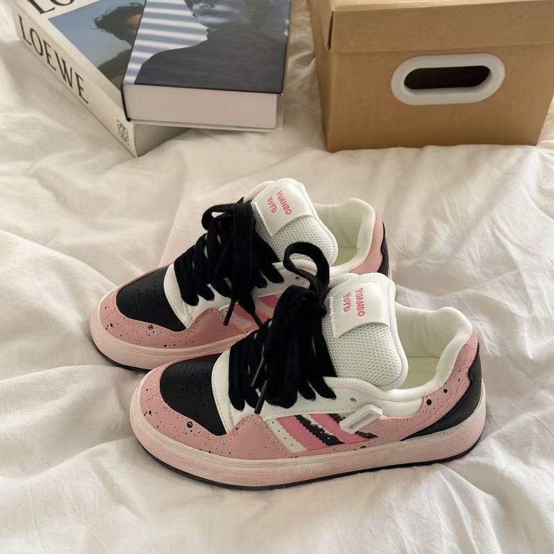 Student Little White Shoes Female Dopamine Breathable 2025 Spring New Student Sports Bread Shoes Female Thick Baseplate Shoes Female