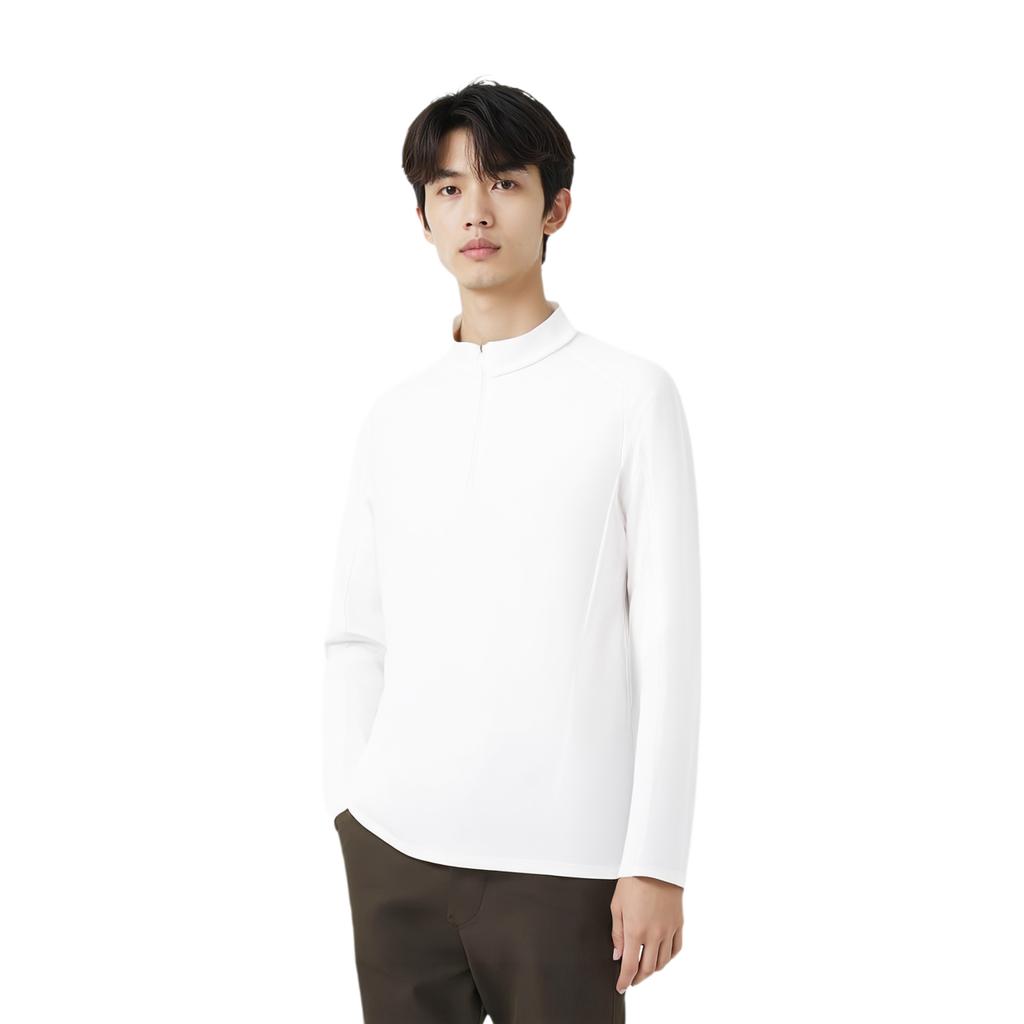 Anta Champion All-Weather Series Solid Color Breathable Versatile Casual Long Sleeve Knit Top Men tops Paper-White 152510410-3