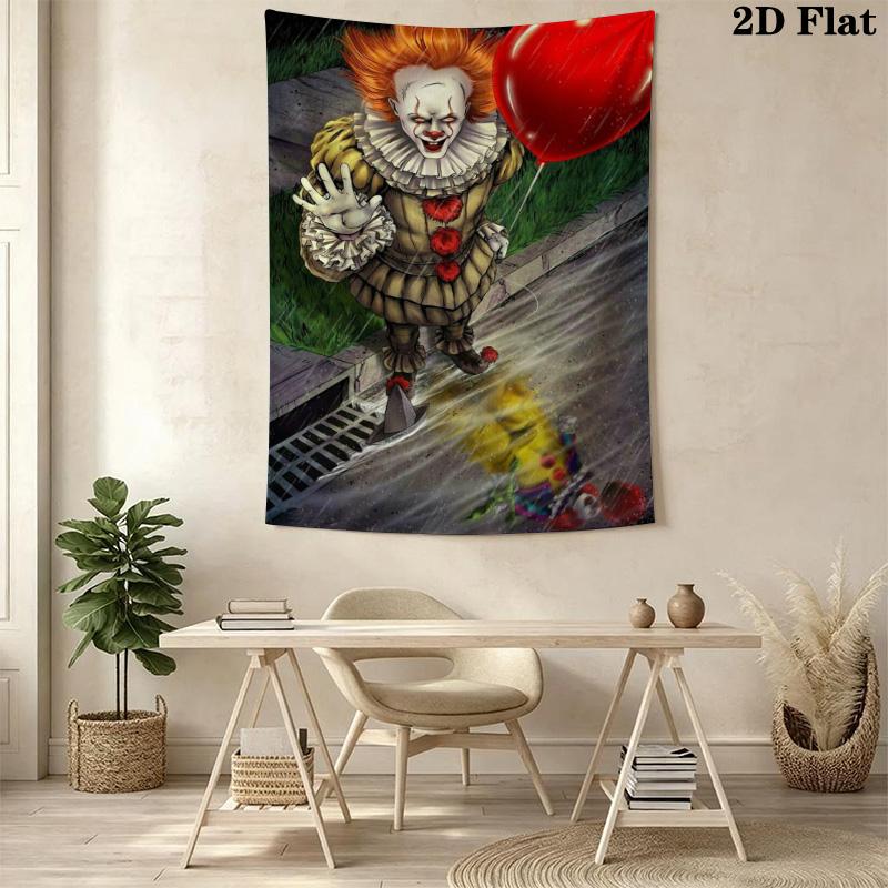 Creepy Clown Tapestry Spooky Room Tapestry Background Cloth Fashion Print Atmospheric Background Cloth Wall Decoration Christmas Gift