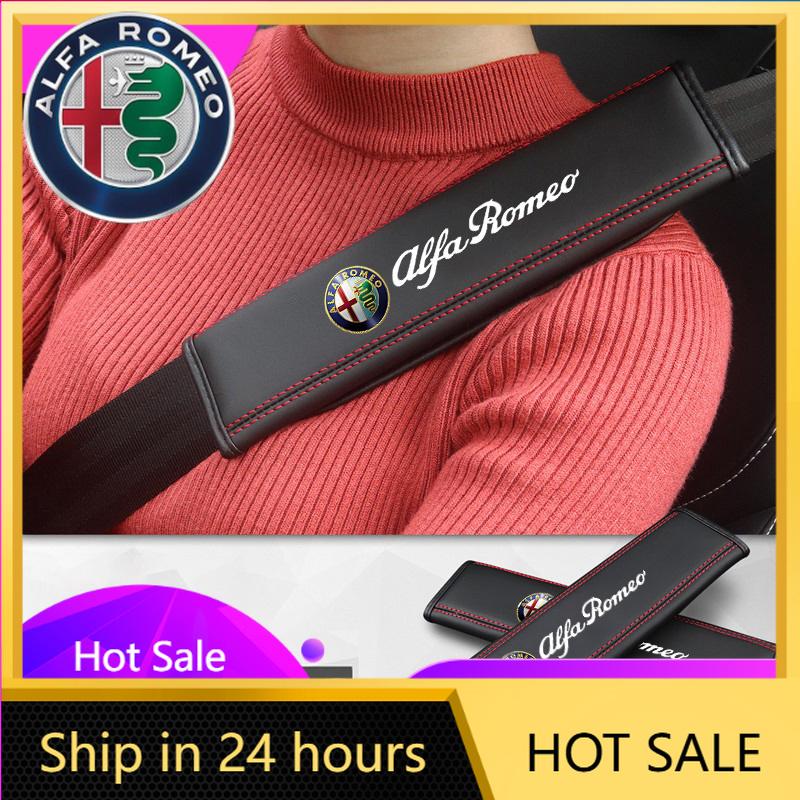 Car Stickers For Alfa Romeo 2Pcs Car Seat Belt Cover Shoulder Pad Auto Accessories For Alfa Romeo Giulia Stelvio Giulietta 156 1