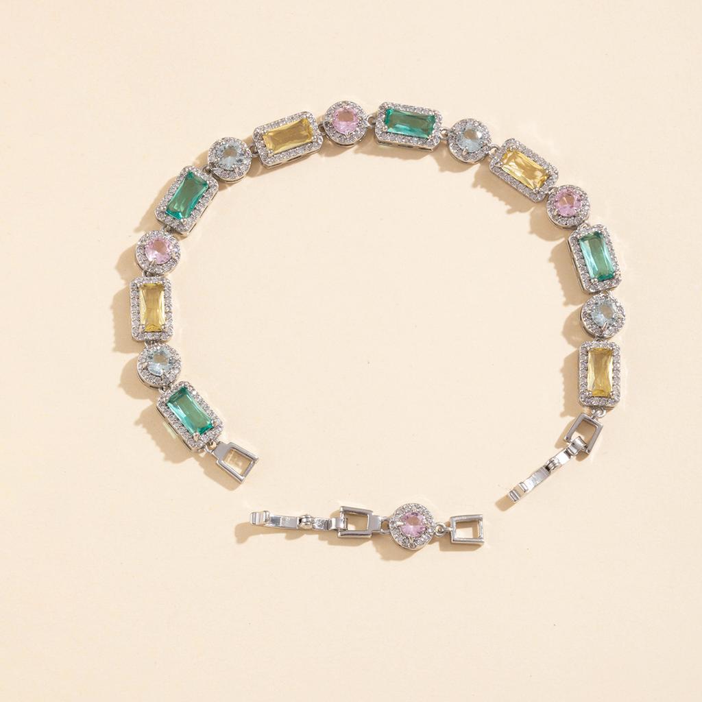 Adjustable Color Zircon Bracelet, Women'S Full Diamond Color Bracelet, Micro-Inlaid Zircon.