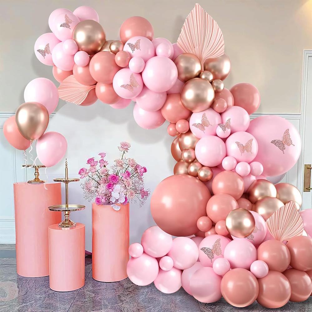 Baby Pink Balloons Garland Retro Pink Rose Gold Confetti Balloon Arch Kit Wedding Anniversary Birthday Party Baby Shower Decor