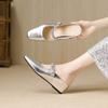 Inner Heightening Bag Head Half Slippers Women'S Summer Outer Wear Muller Shoes Lazy One Pedal Slope Heel Silver Single Shoes