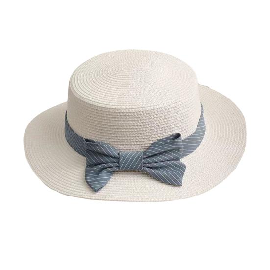 

Пляжная соломенная шляпа с плоским верхом и широкими полями для защиты от солнца, с полосатым принтом белый