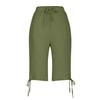 Women's Fashionable Color Elastic Waist Pocket Casual Loose Cotton And Linen Five Quarter Shorts