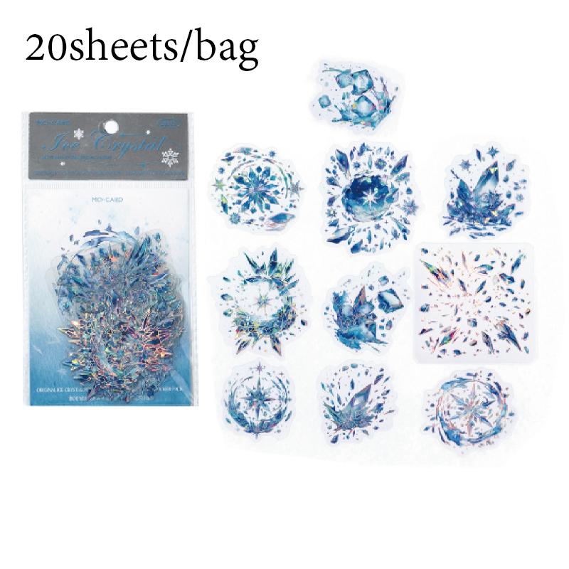 Sticker Pack 20sheets/bag Ice Crystal PET Three-Dimensional Laser Silver Stickers Scrapbook DIY Handbook Mobile Phone Case