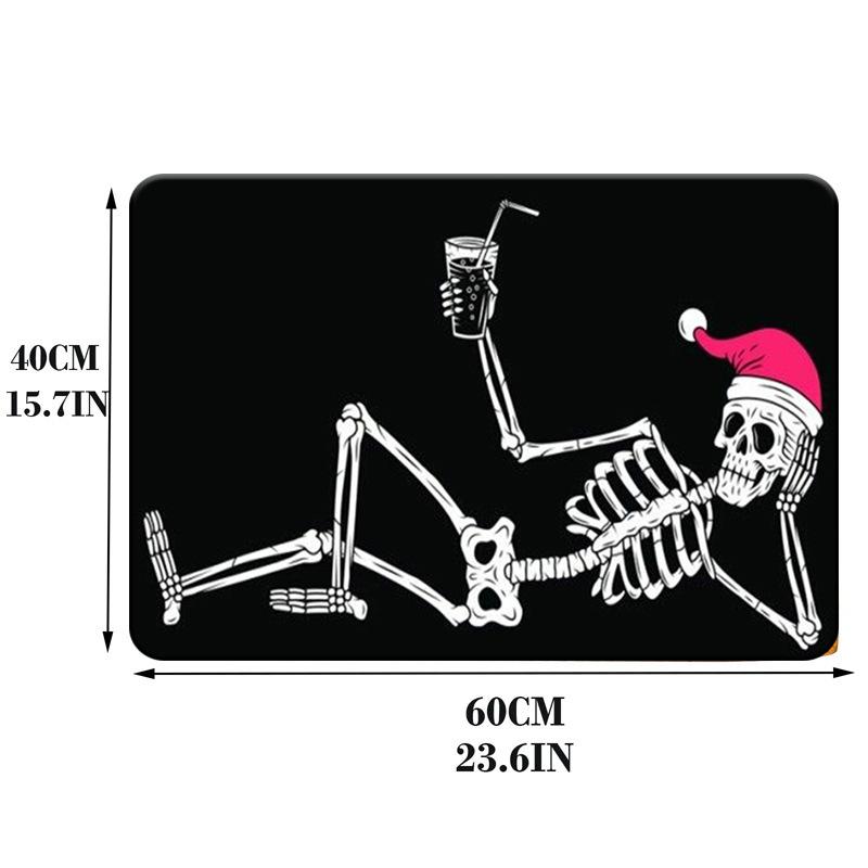 Halloween Skull Floor Mat, Absorbent Foot Pad, Easy To Take Care Of At Home, Dirt-Resistant Door Mat Can Be Labeled