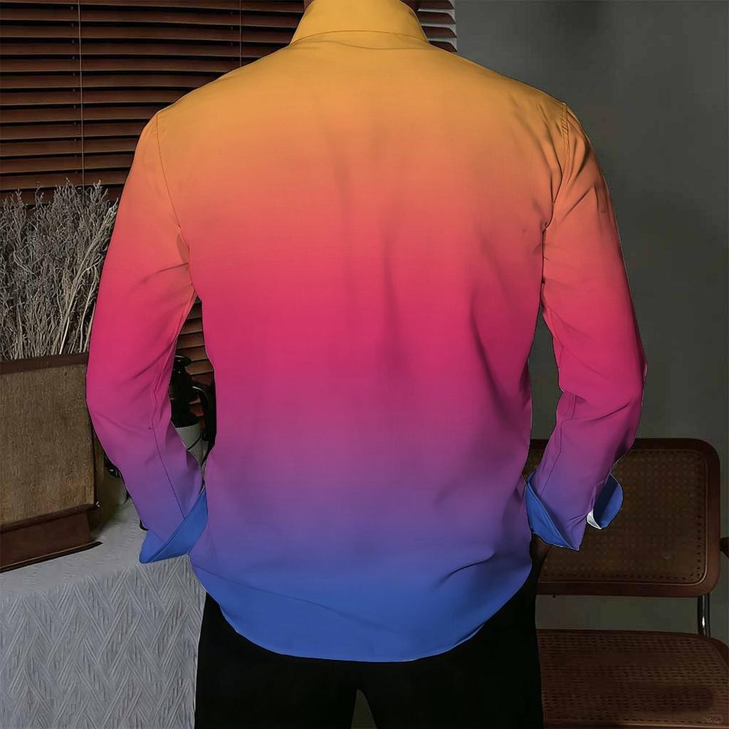 Chemise pour homme à col dégradé violet ton uni manches longues boutonnée