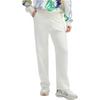FILA X V&A Collaboration Solid Color Mid-Rise Straight Leg Casual Pants Women bottoms Cloud-Mushroom-White F11W418601F-WT