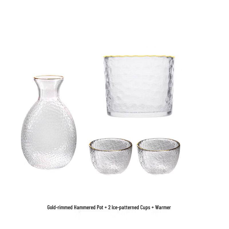 Japanese Hammered Glass Sake & Wine Cup Set