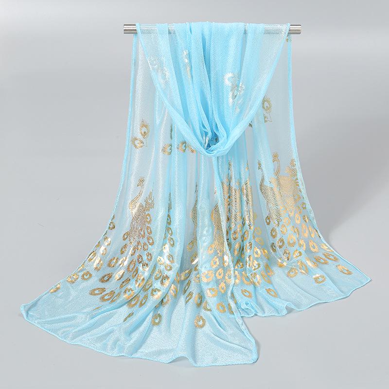 Elegant Peacock & Phoenix Feather Print Scarf – Lightweight, Comfortable, and Stylish Women's Travel Accessory Shawl