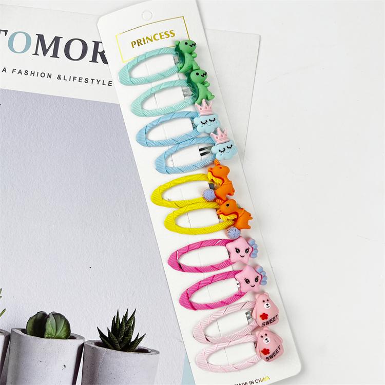 2021 Cute 10 Pcs/set Cartoon Hair Clips for Baby Girl Hairclip Flower Fruit Hair Pins Kids Hair Accessories Gift