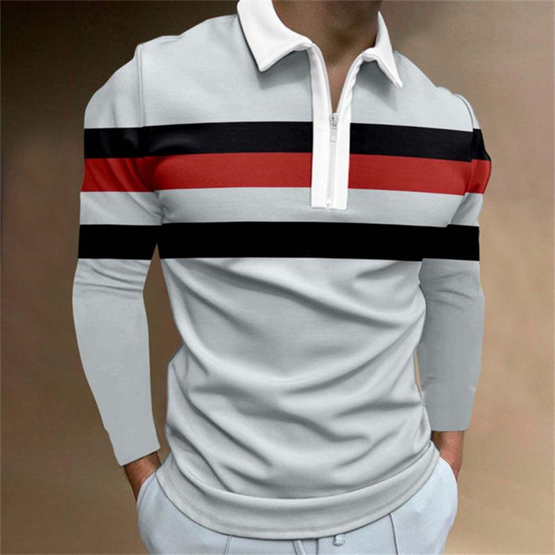 Herrenmode Frühling Herbst Polyester Poloshirt 3D Digitaldruck Casual Golf Poloshirt Tops