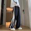 2025 Men's Loose Straight-Leg Casual Trousers - American Street Style with Three Stripes for Spring/Autumn