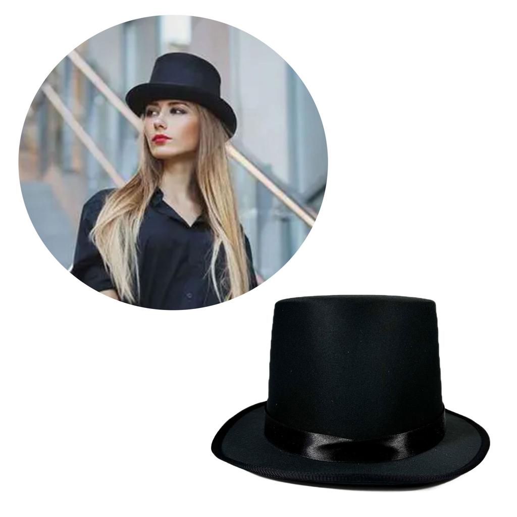 Bright Color Magicians Hat for Women Men with Satin Belt Tall Hat Cosplay Costume Adult Theme Party Stage Performers Hat