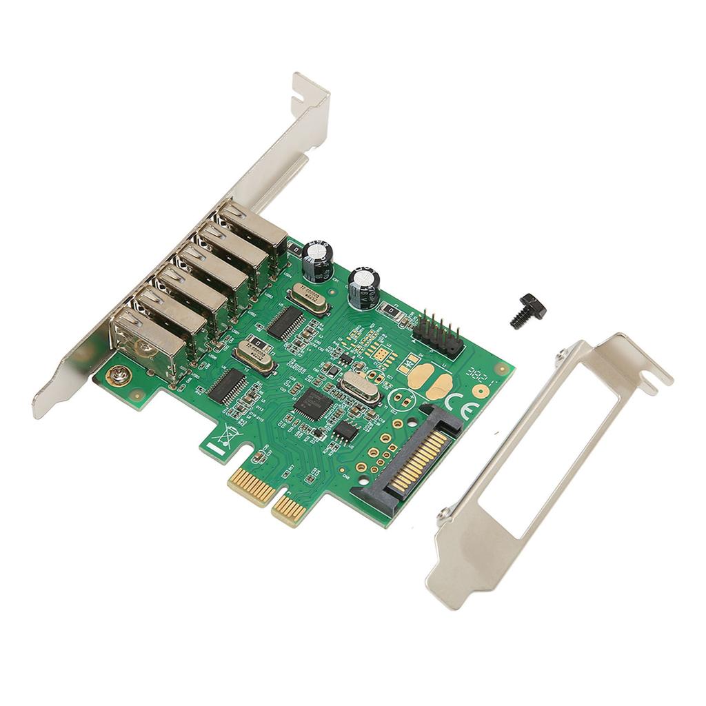 PCIE To USB Expansion Card 6 USB2.0 Interface 15PIN SATA 480Mbps 12Mbps 1.5Mbps Desktop Computer Internal Hub for Win