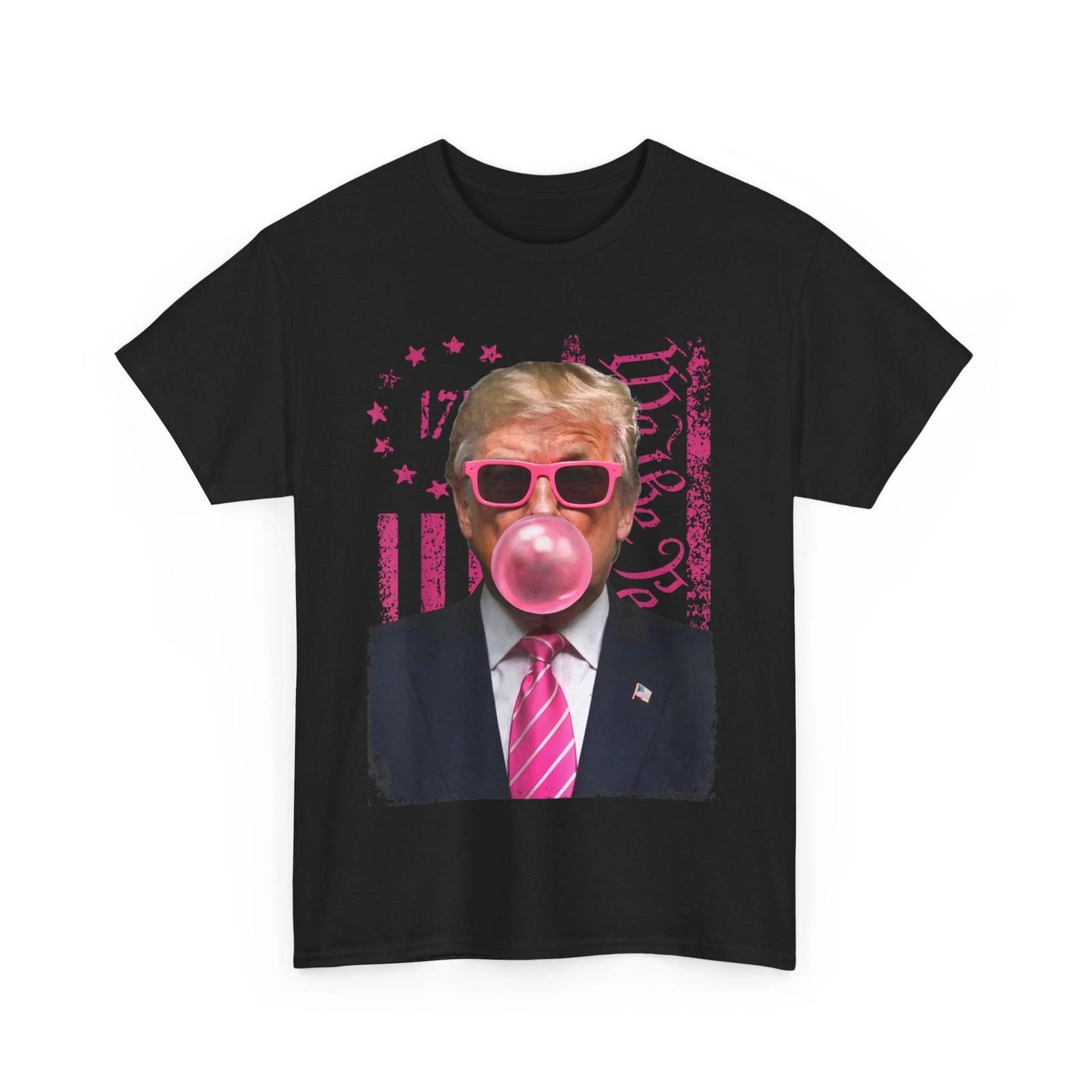 

Donald Trump Shirt, Bubble Gum Pink USA Flag Funny T shirt S