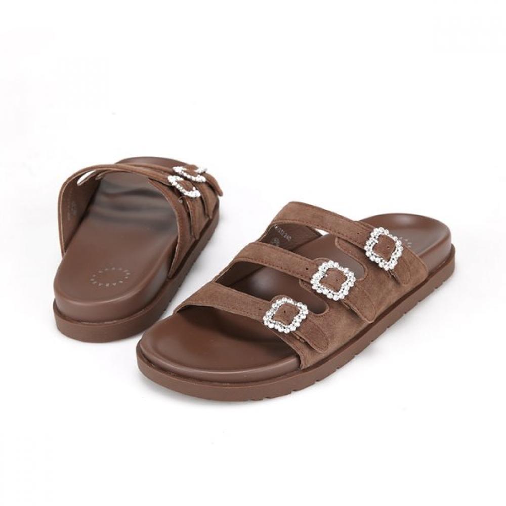 Barbara Cowhide Jewelry Buckle Daily Mule Slide 2.5cm 2 Colors Bbj332