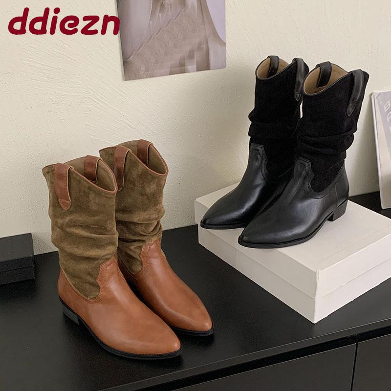 Fashion Fashion Pointed Toe Ladies Chelsea Short Boots Shoes Footwear Slip On Women Ankle Boots With Low Heel Shoes Pumps
